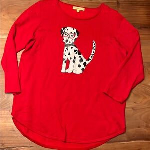 Mesh+Lace Red Dalmatian Long Sleeve Top